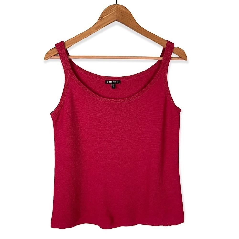 Eileen Fisher Wool Tank Top Size Medium Magenta Red Casual Luxury Minimalist